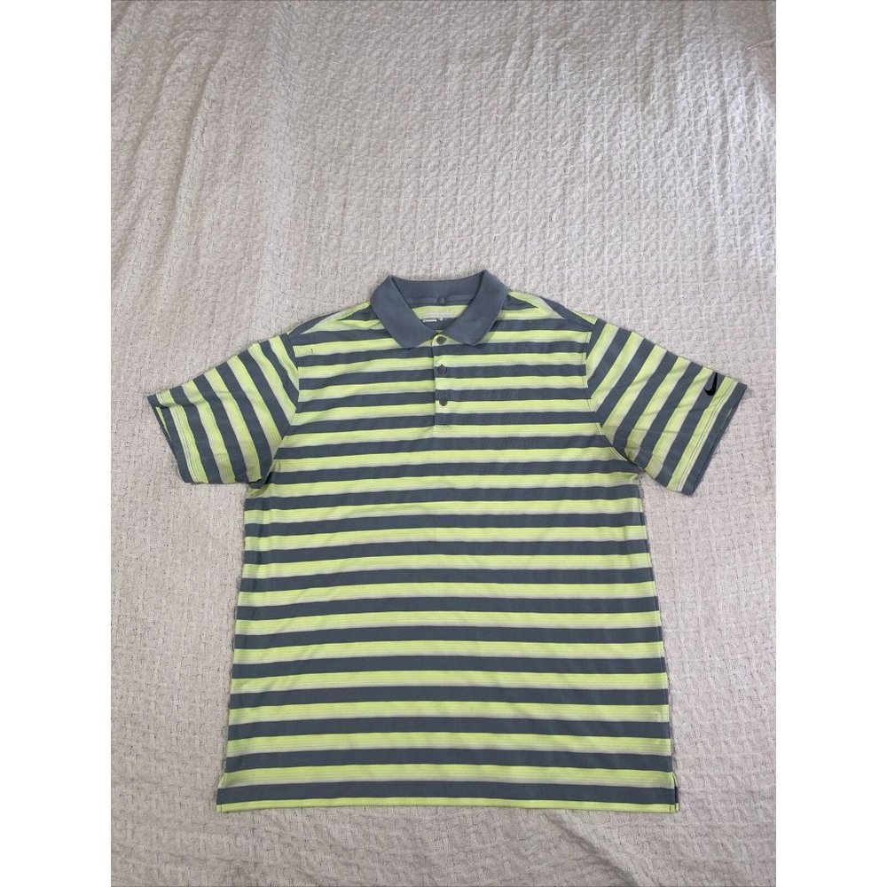 Nike Golf Tour Performance Dri Fit Men’s SZ XL  Short Sleeve Neon Green and Grey